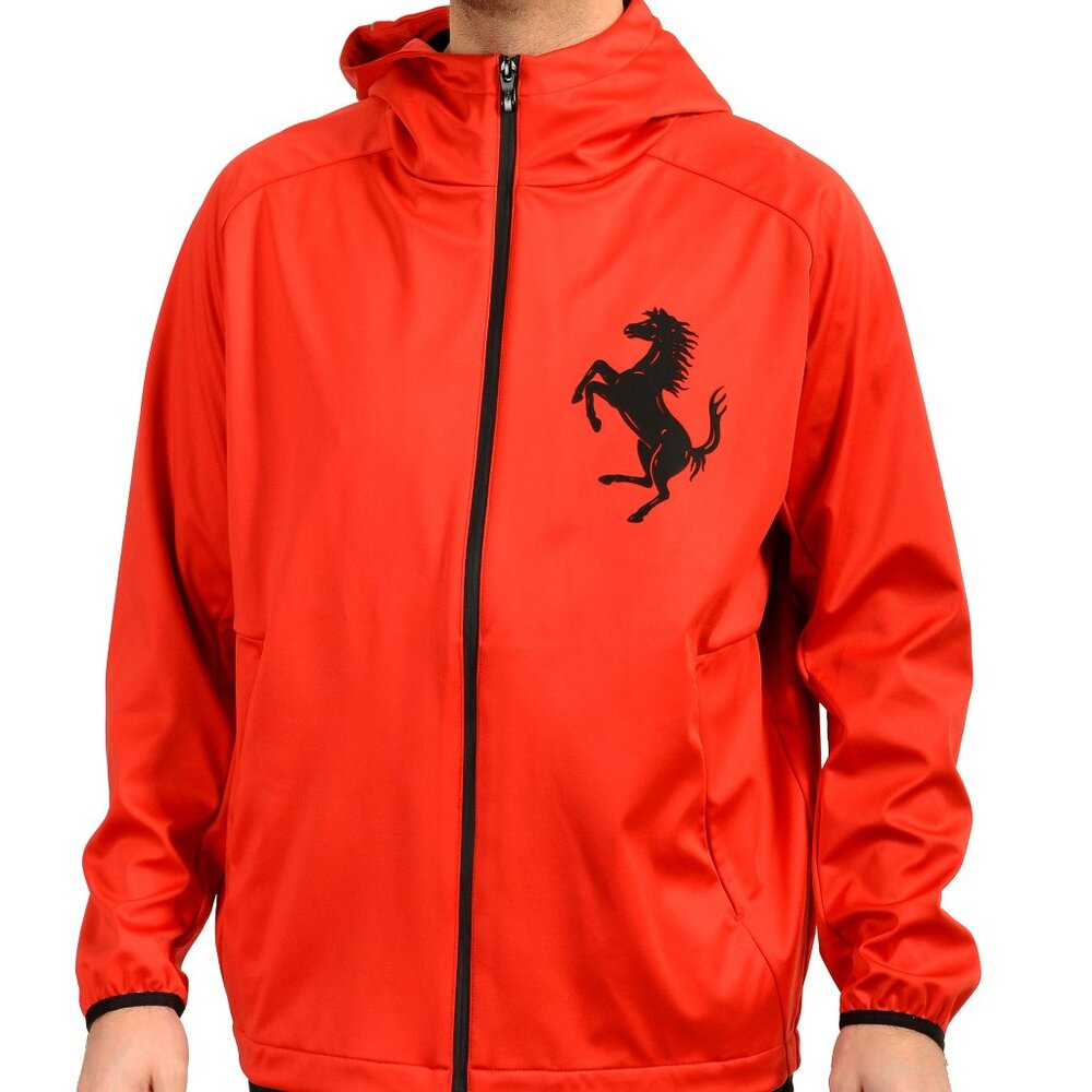 Scuderia Ferrari Men's Red Hooded Logo Softshell Jacket US L IT 52